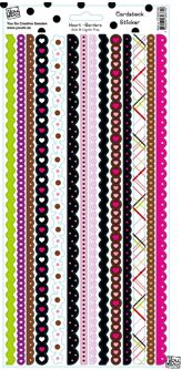 YD Stickers Cardstock Heart Borders Glitter