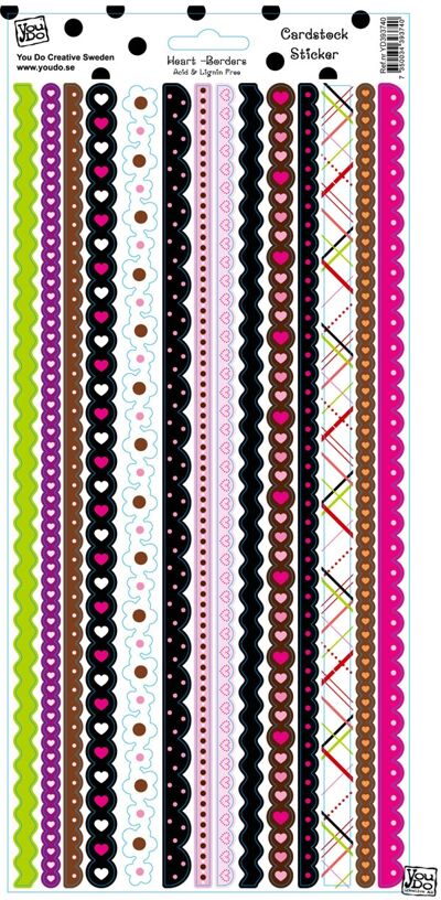 YOU DO - YD Stickers Cardstock Heart Borders Glitter