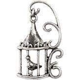 Fågelbur, 35 mm, antiksilver, AS, 1 st.