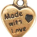 Gold  Charm Made With Love 25 st